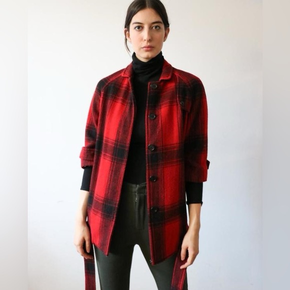 3.1 Phillip Lim Red Plaid Coat - Picture 1 of 7